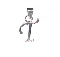 PE001486 Sterling Silver Pendant Charm Letter T Solid Genuine Hallmarked 925